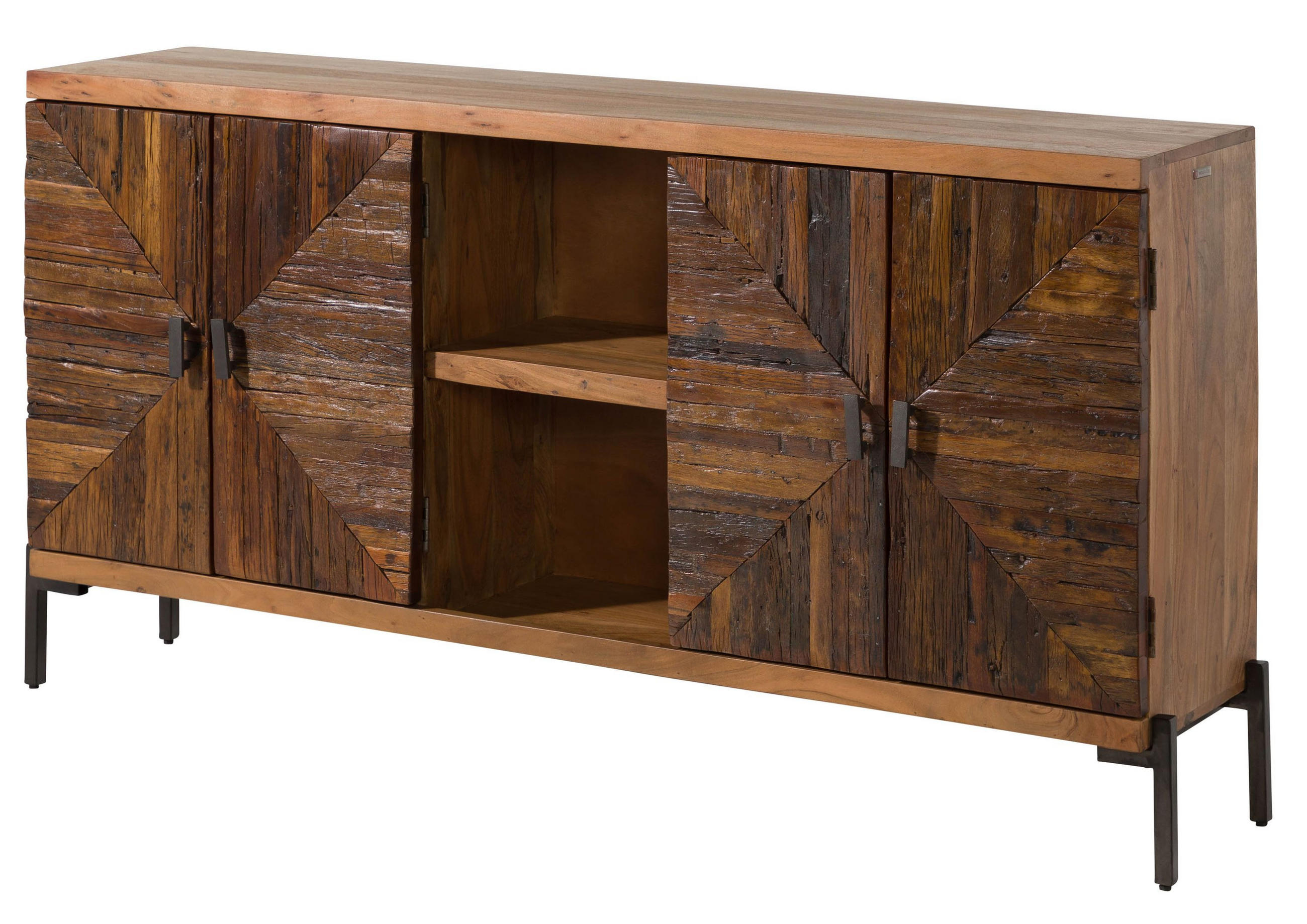 SIDEBOARD Altholz 174x40x93 natur lackiert LYON #110 - Braun, Holz (174/93/40cm) - Massivmoebel24