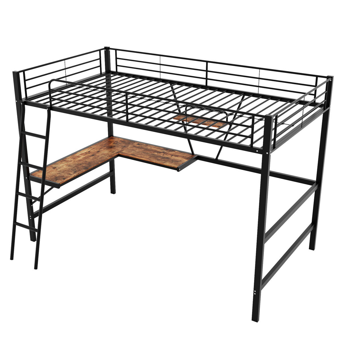 HOCHBETT Schwarz 204,5/149/180,5 cm - Schwarz, Holzwerkstoff/Metall - Urban Meuble