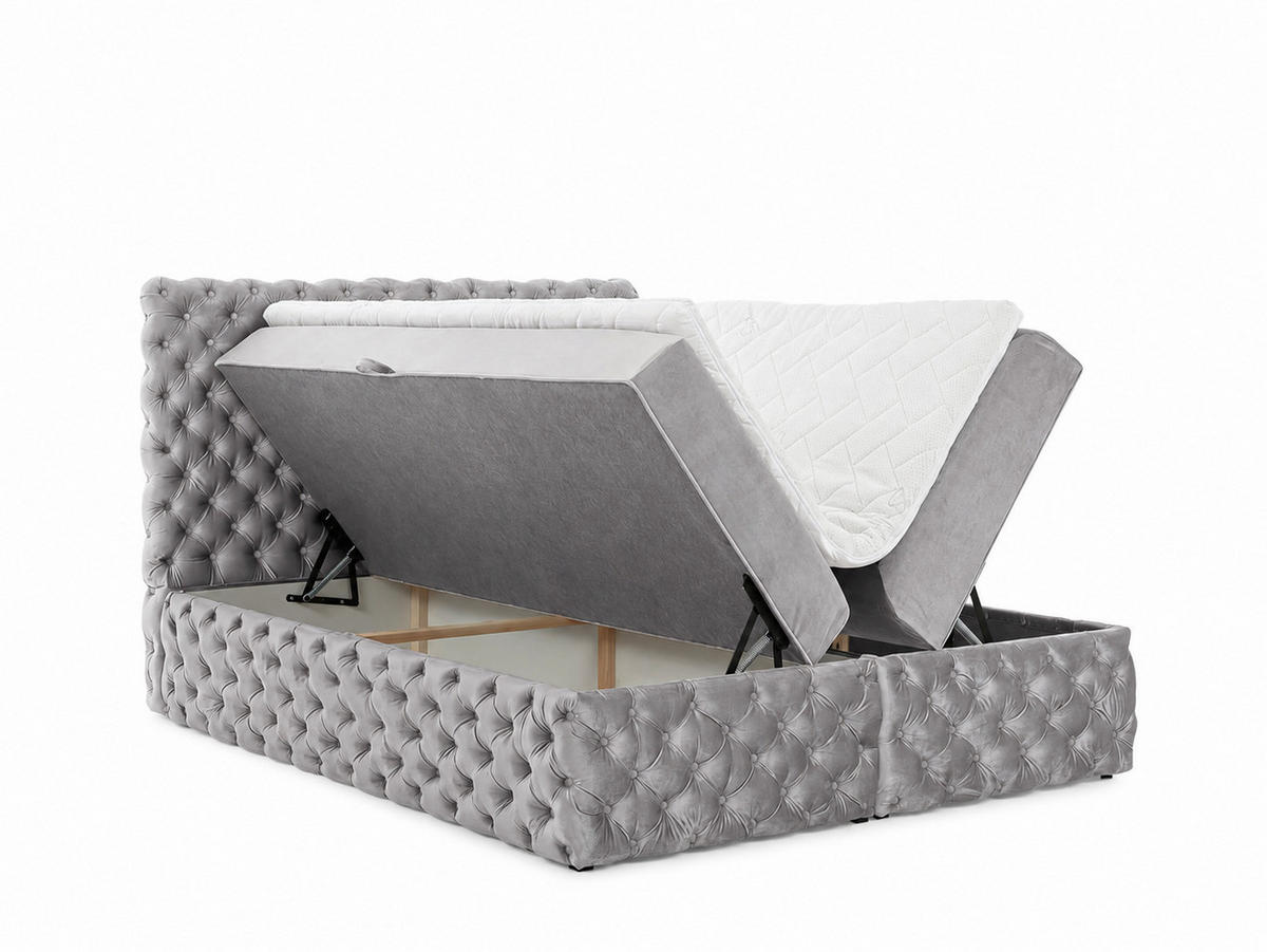 BOXBETT mit zwei Stauraum 120x200 cm in Grau - Grau, Textil (120/200cm) - Home Collective