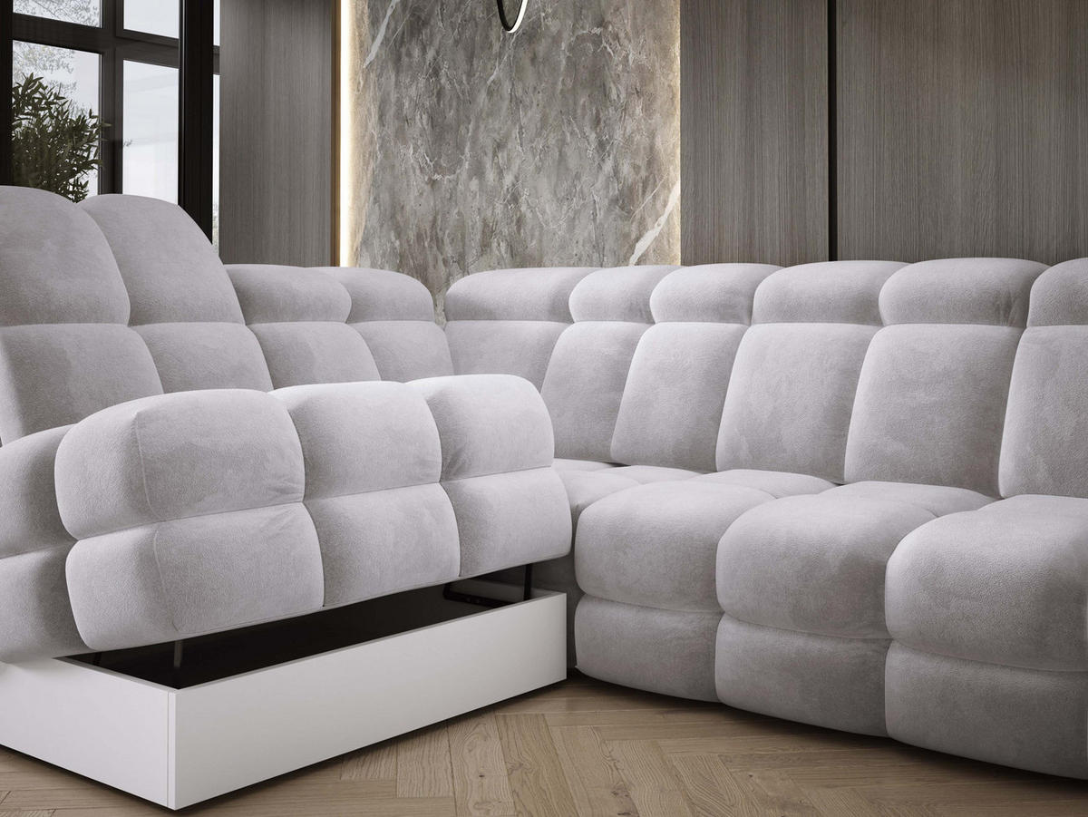 ECKSOFA TOLLO Salvador-stoff L-form 302x217x105 cm silber - Alufarben, Holz/Textil (302/217cm) - DomoHome