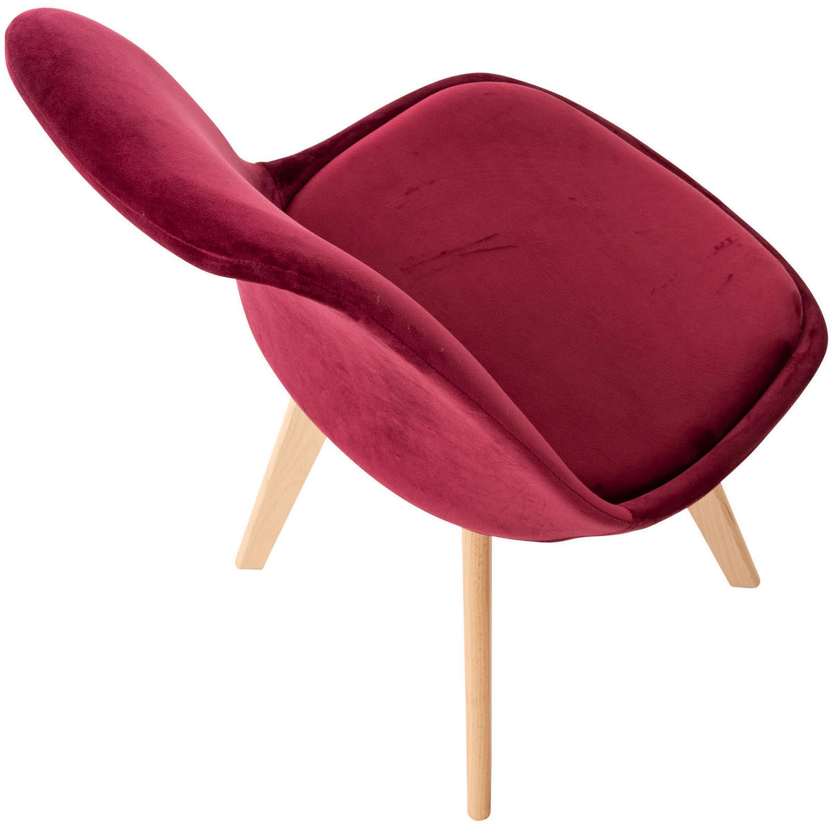 STUHL 4er Set Samt bordeauxrot - Eukalyptusholzfarben/Bordeaux, Holz/Textil (49/83/50cm) - CLP