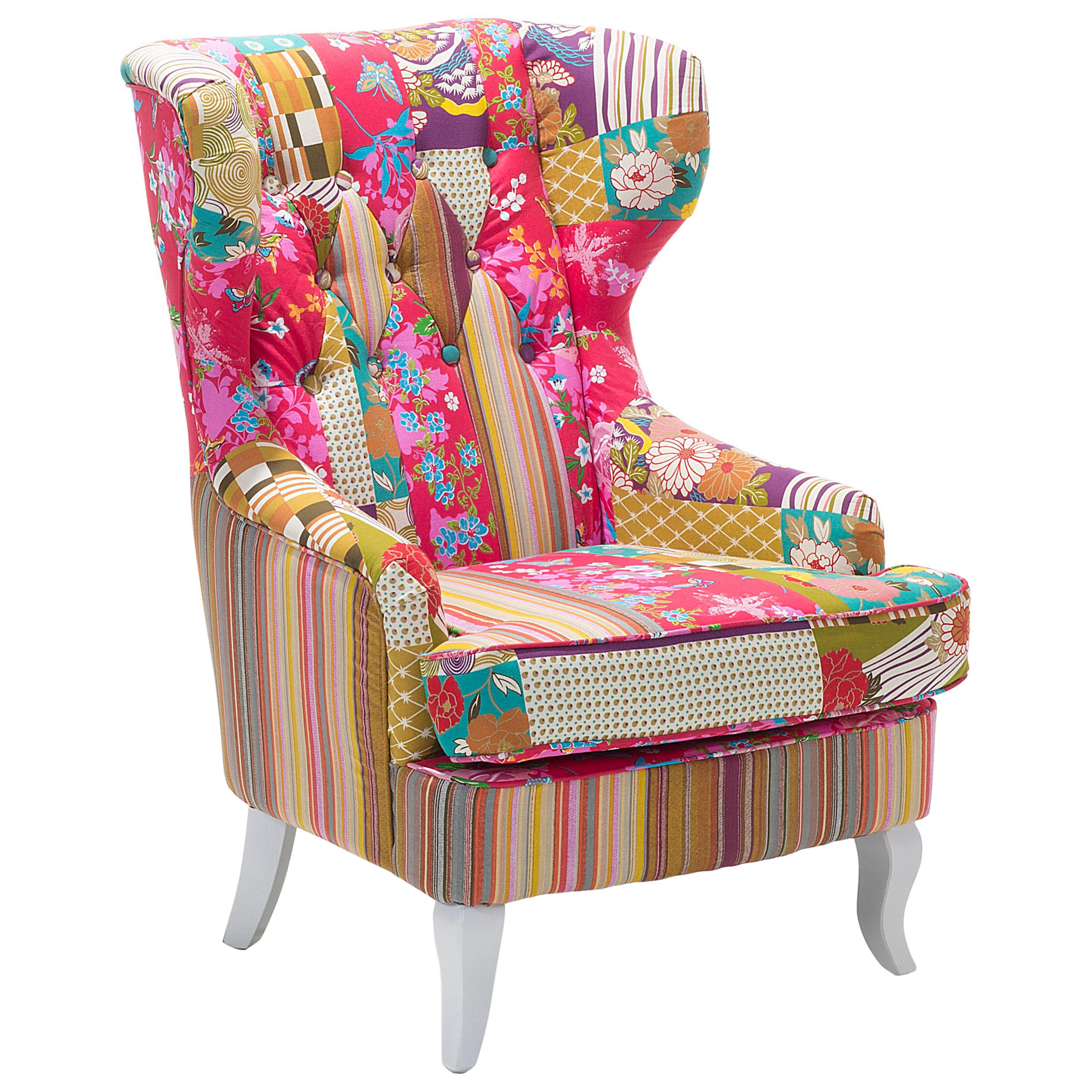 SESSEL Patchwork mehrfarbig/fuchsia Molde - Pink/Multicolor, Textil (70/100/80cm) - Beliani