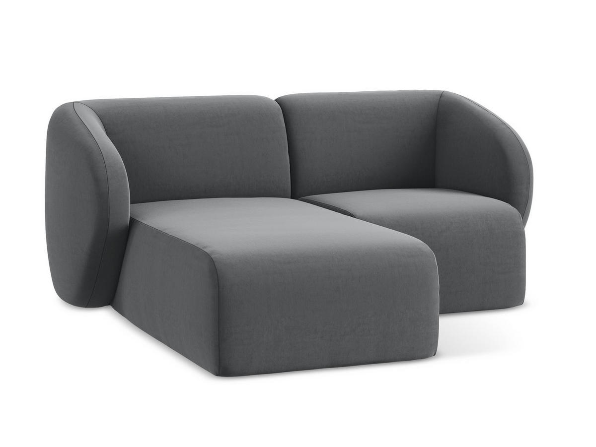 ECKSOFA Links Samt Stoff Grau - Edelstahlfarben/Schwarz, Holzwerkstoff/Kunststoff (178/166cm) - Makamii