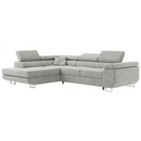 ROHOVÁ SEDAČKA GUSTAW L - Světle šedá Strukturovaná látka - Levá Strana - stříbrná/světle šedá, kov/textil (275/205cm) - MKS