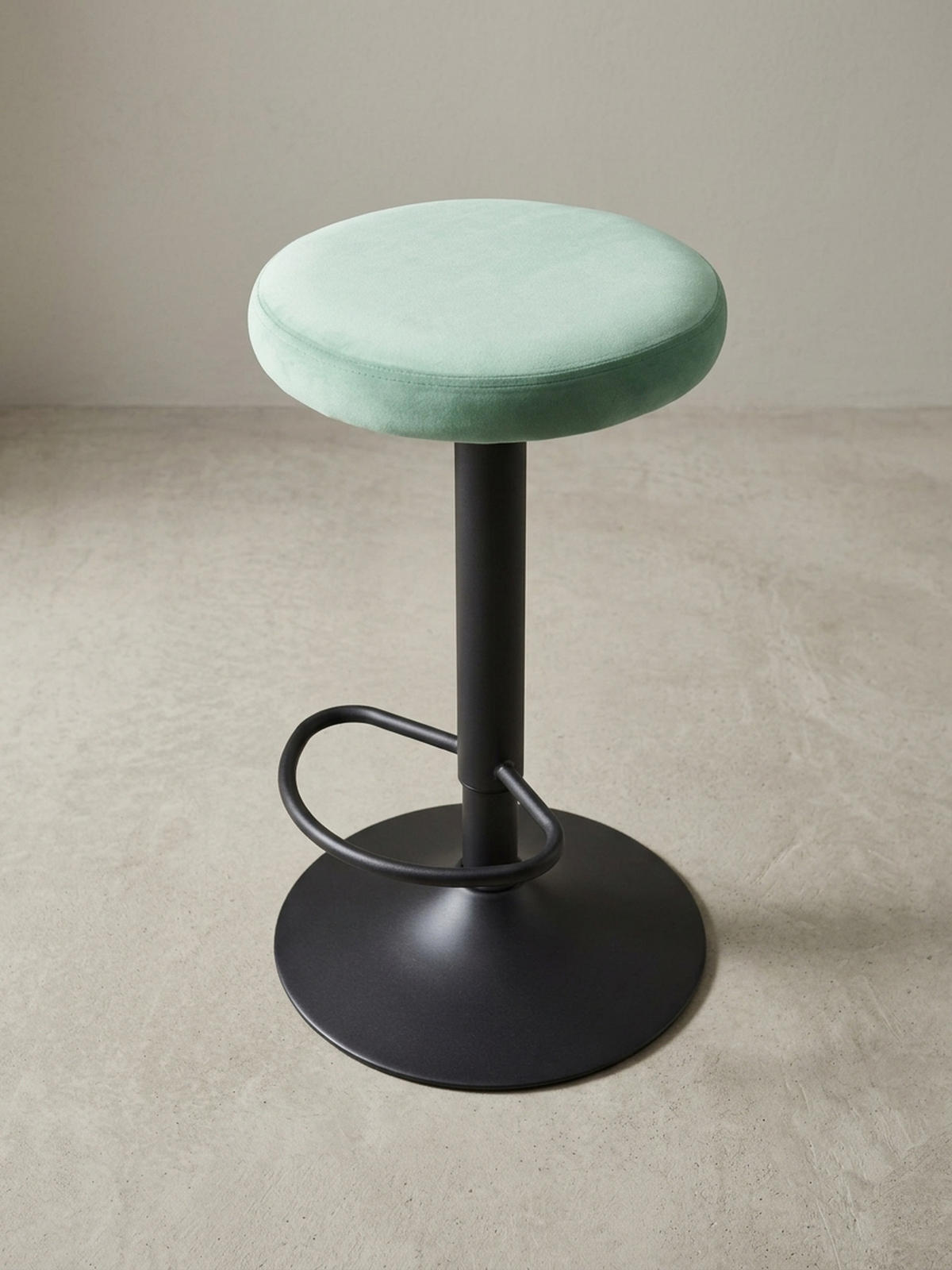 BARHOCKER Höhenverstellbar Eisen Samt Drehbar CAMPANIA, Grün 40x40x79 cm - Schwarz/Grün, Textil/Metall (40/79/40cm) - KADIMA DESIGN