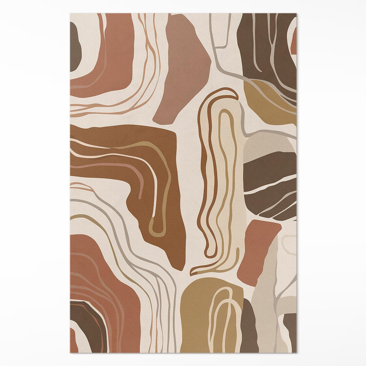 TEPPICH 120x180 cm Pastell-Boho Formen Unregelmäßige Linien & Flecken - Walnussfarben, Kunststoff (120/180cm) - Wallfluent