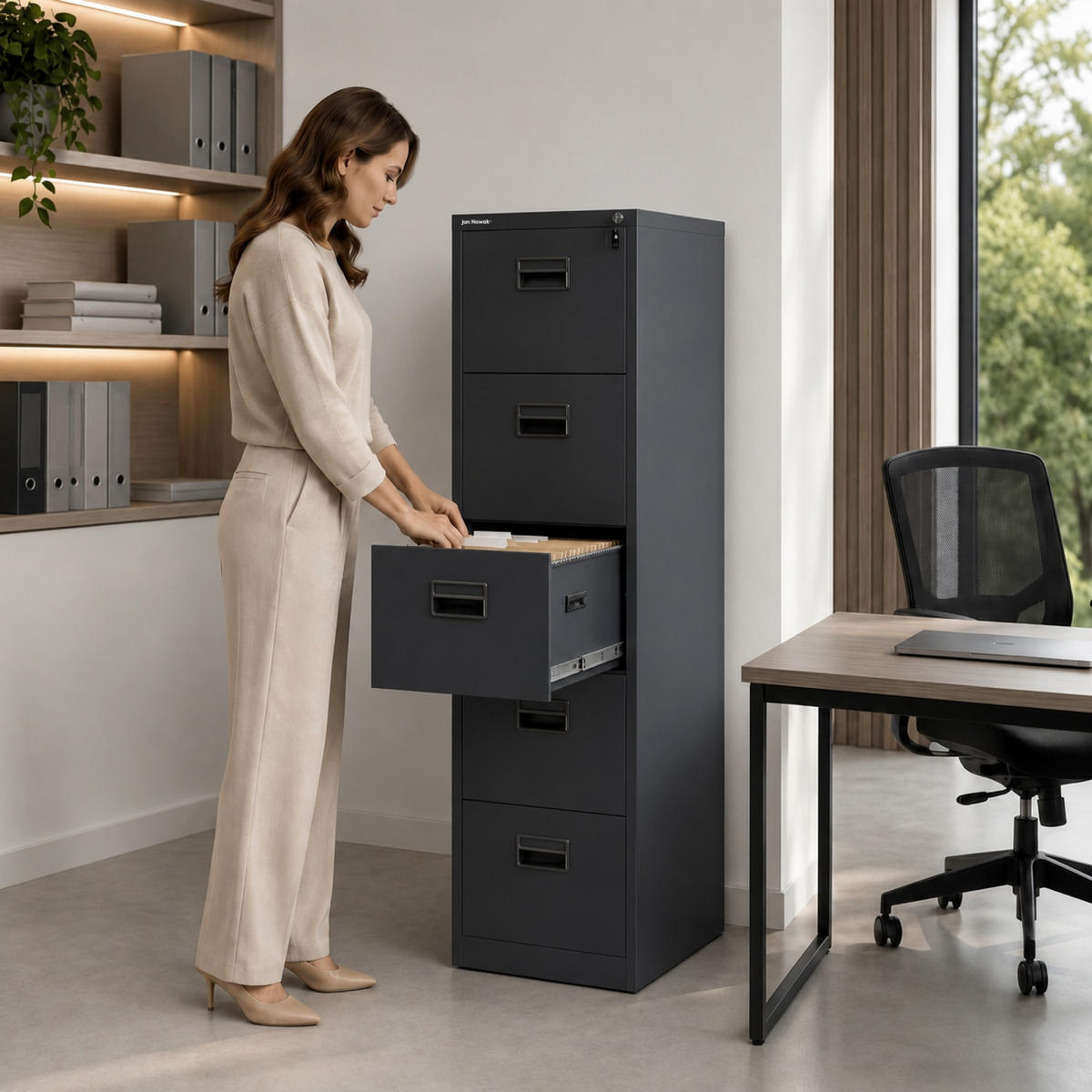 AKTENSCHRANK aus Metall SARA V5 460 x 1625,5 x 600 mm - Anthrazit, Metall (46/163/60cm) - Jan Nowak