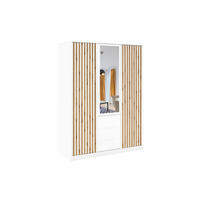 DREHTÜRENSCHRANK LABOO LUX 149/200/58 cm in Weiß mit Lamellen - Weiß, Holzwerkstoff (149/200/58cm) - Deine Möbel 24