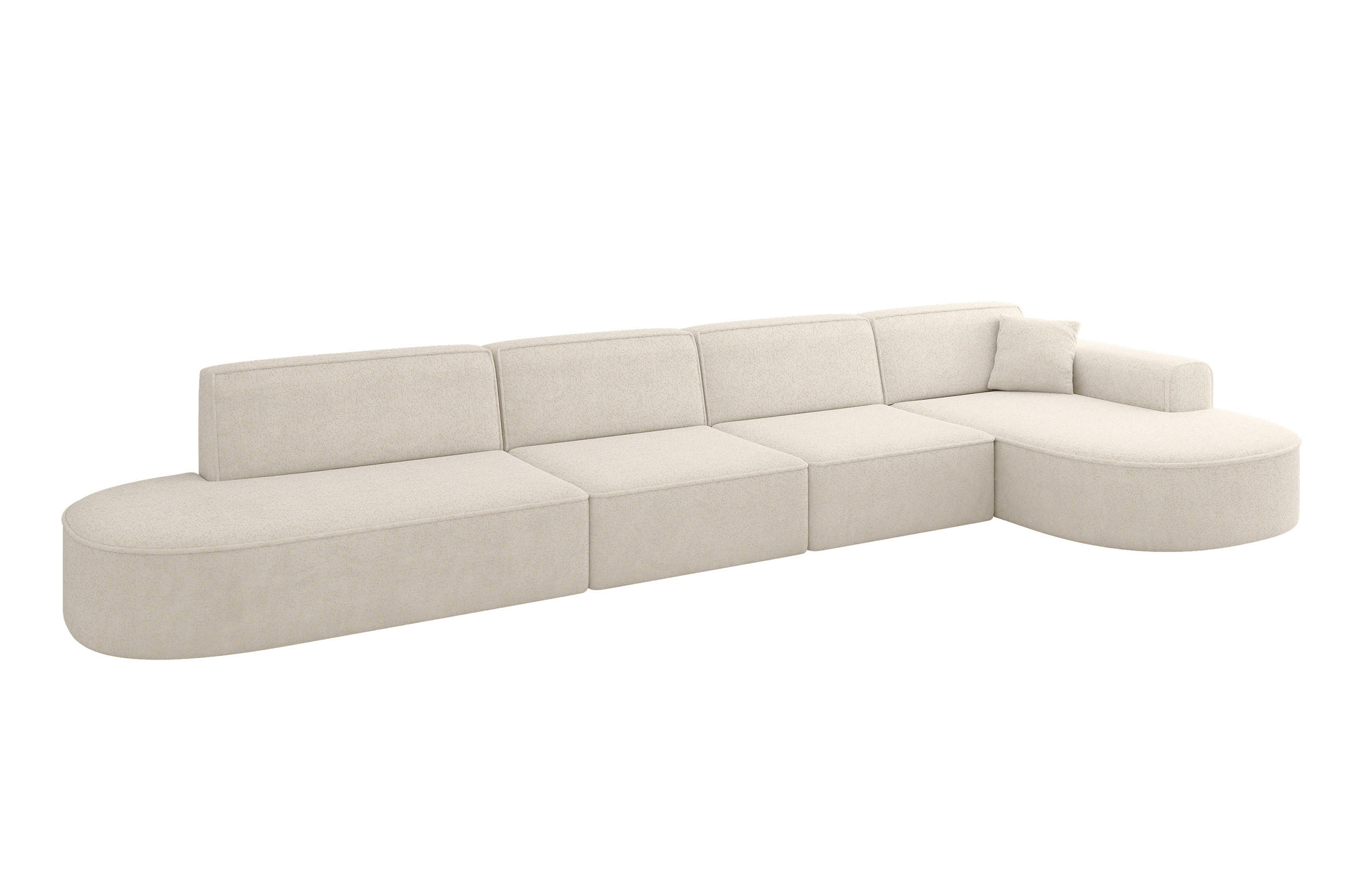 ALTDECOR ROHOVÁ SEDACÍ SOUPRAVA s otomanou vpravo MARI-L3 – 413 × 171 × 79 cm, krémová, látka