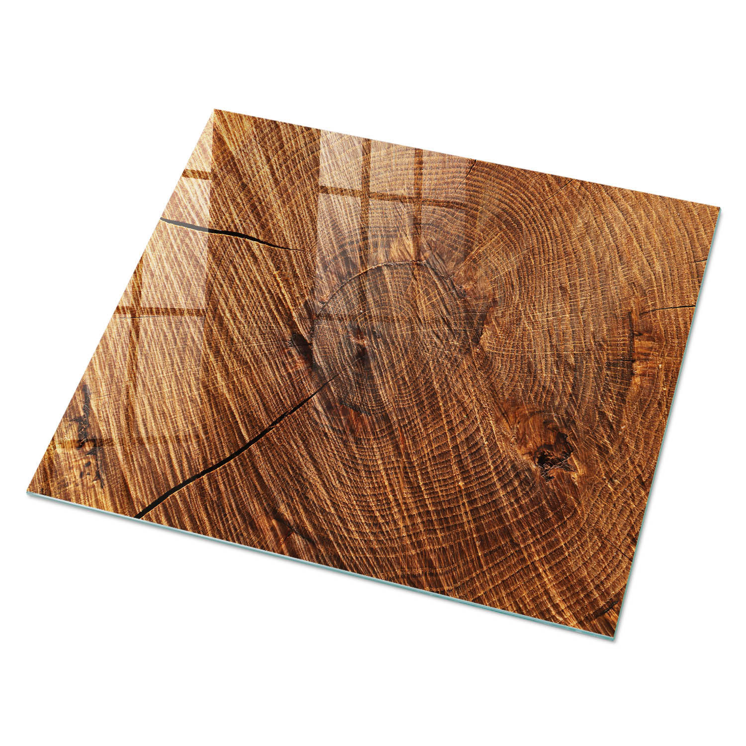 GLASPLATTE 80x60 cm – Holzquerschnitt - Braun, Glas (0.4/80/60cm) - ArtPrintCave
