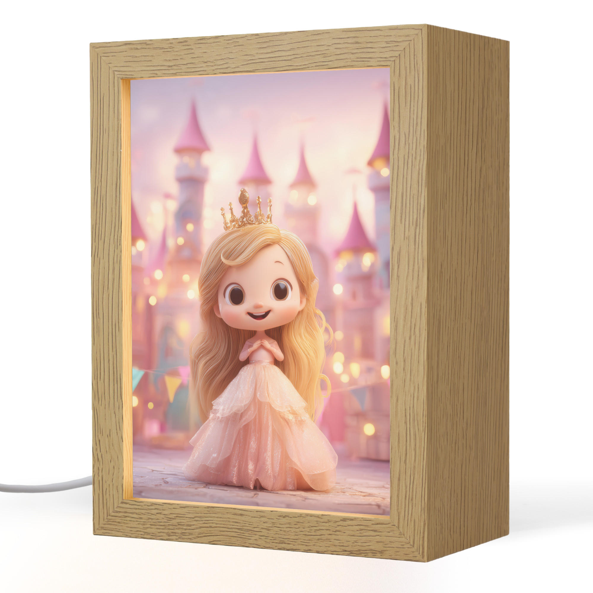 OnlyWow NOČNÍ LAMPIČKA Princezna - Růžová - Zámek 15x20 cm