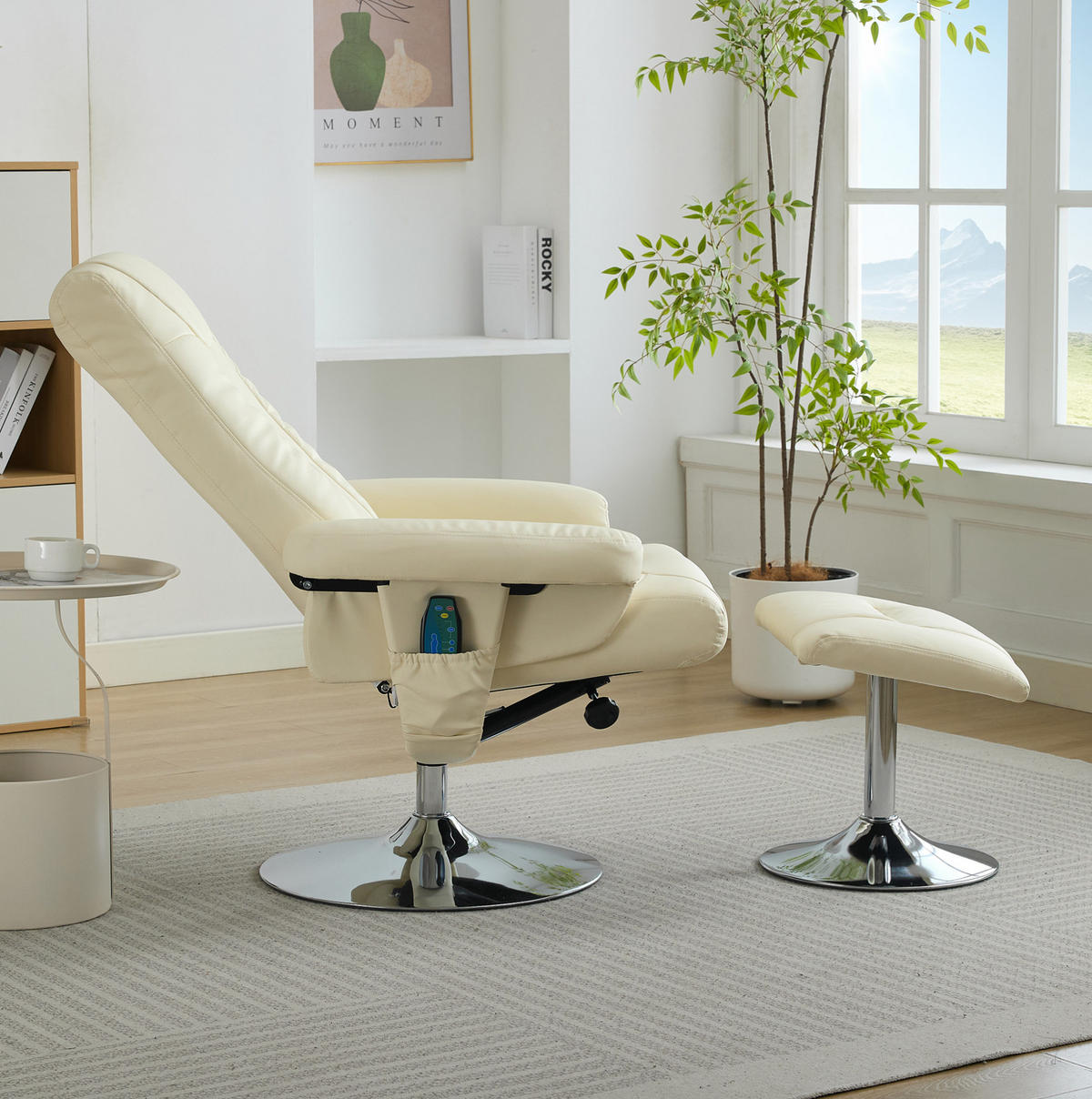 MASSAGESESSEL 76/75/103 cm mit Heizfunktion und 5-Punkt-Massage - Beige, Kunststoff (75/103/76cm) - BEAOK