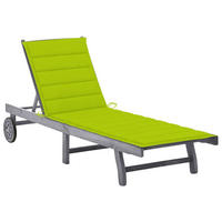 SONNENLIEGE mit Auflage Grau Akazie Massivholz - Grau, Holz (59/85/200cm) - furnicato