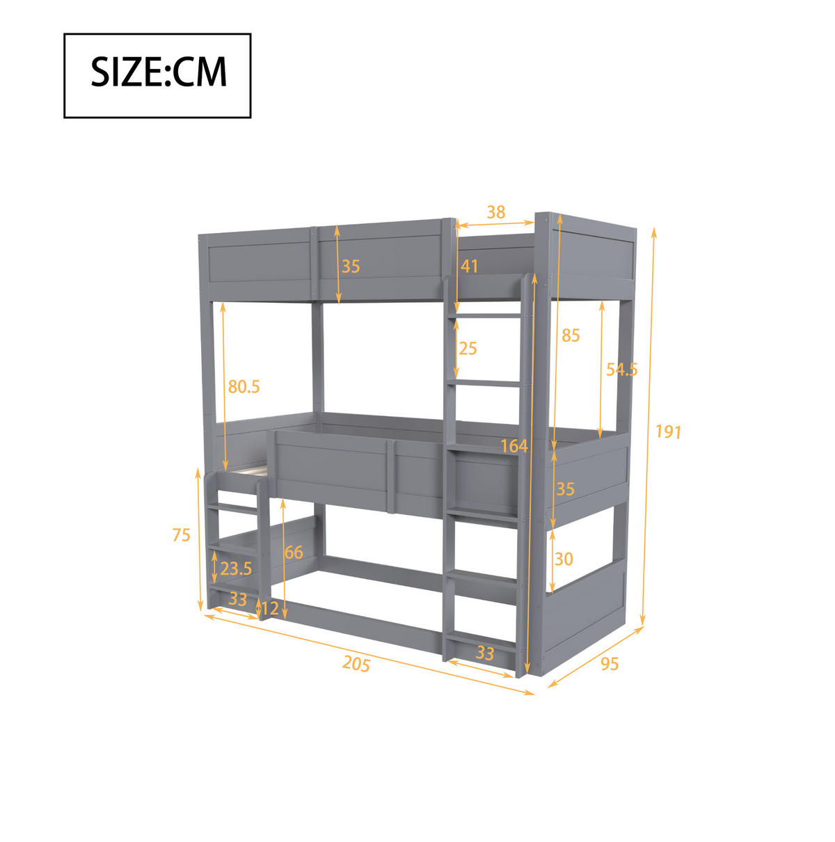 HOCHBETT 90/200 cm aus Holz mit hohem Geländer, Grau - Grau, Holz (90/200cm) - OKMYHOME