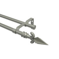 GARDINENSTANGE Olymp Matteo 360 cm (geteilt in 2 x 180 cm), 2-läufig (ohne Ringe), 16 mm Ø Chrom matt - Chromfarben/Nickelfarben, Metall (360cm) - INTERDECO