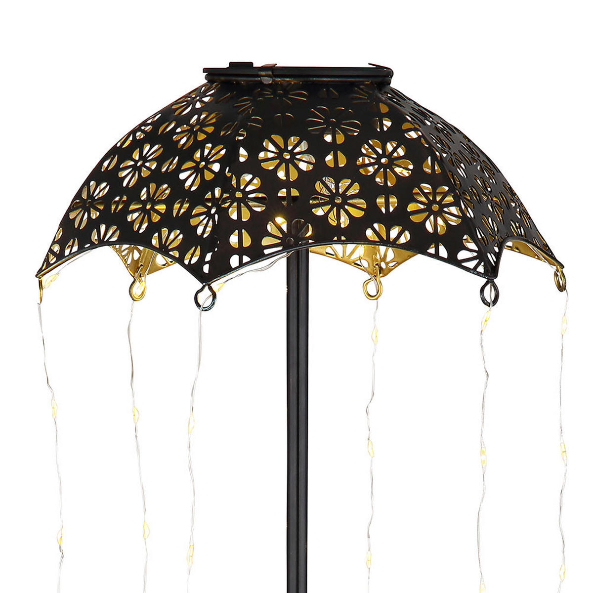 LED AUSSENLEUCHTE Regenschirm Kupferfarben 2er Set - Schwarz, Metall (20.5/20.5/65cm) - Globo Lighting