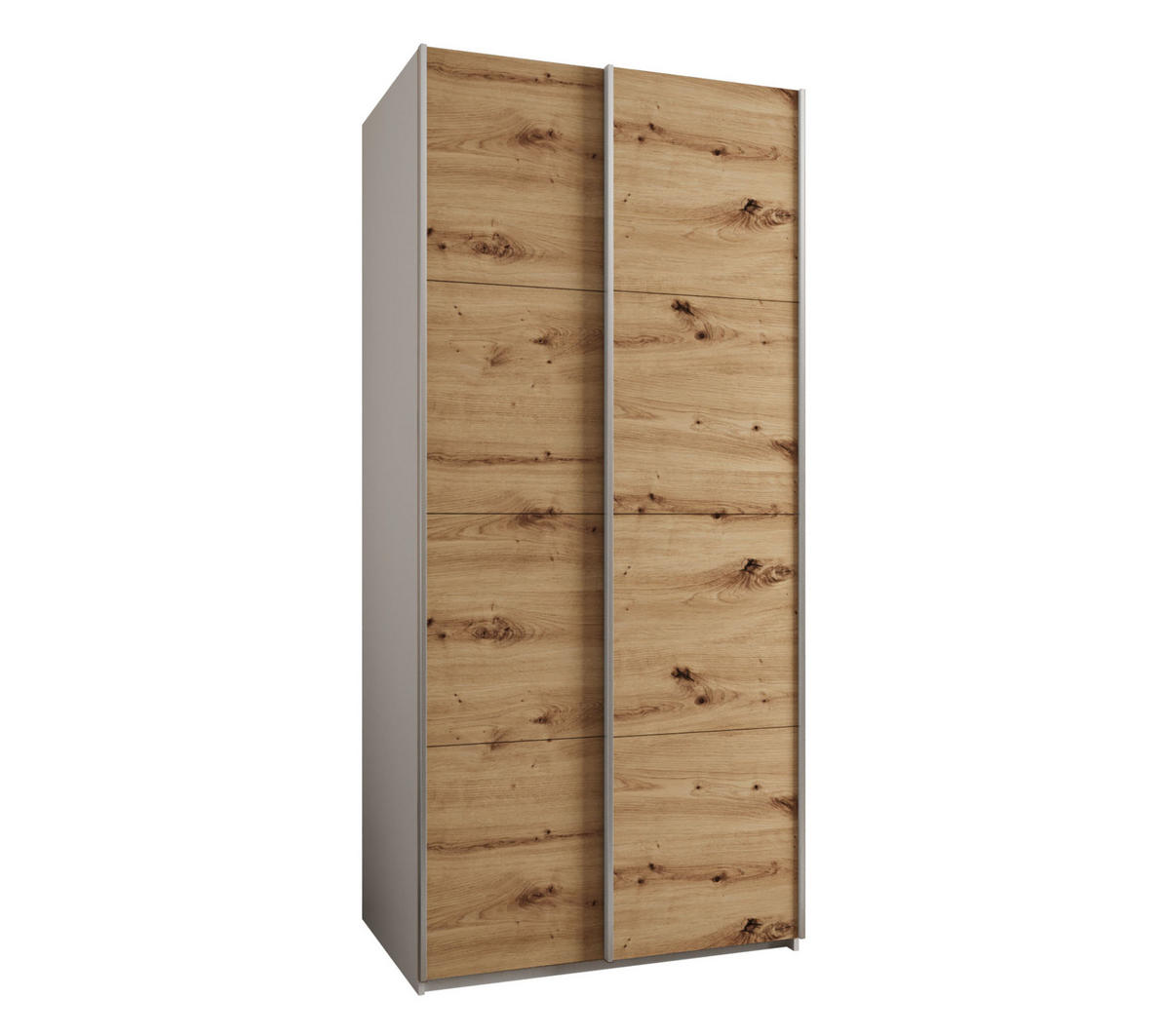 SCHWEBETÜRENSCHRANK 245,5/120/64 2-türig - Silberfarben/Eiche Artisan, Holz/Metall (120/245/64cm) - Abiks Möbel