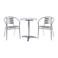 GARTENESSGRUPPE im Set - 2 -Sitzer - Aluminium - silberfarben - MONTMARTRE - Silberfarben, Metall - Vente-Unique