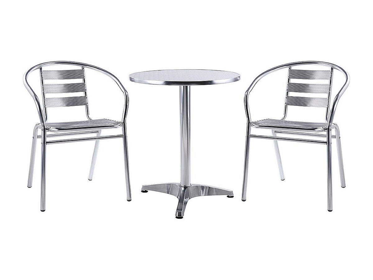 GARTENESSGRUPPE im Set - 2 -Sitzer - Aluminium - silberfarben - MONTMARTRE - Silberfarben, Metall - Vente-Unique