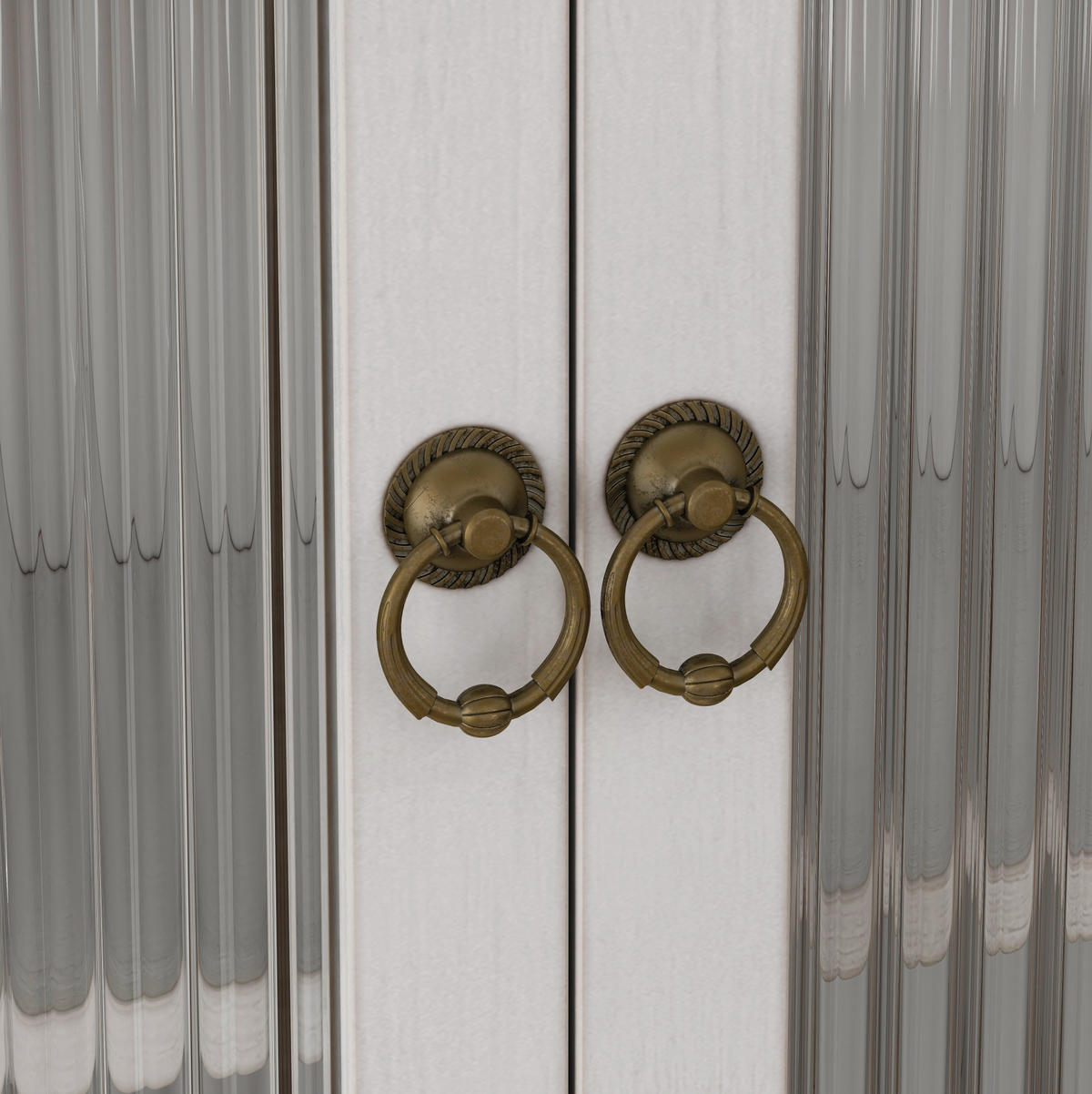 KÜCHENOBERSCHRANK 63/60/18 cm mit Glastüren, 3 Ebenen und Handtuchhalter aus Massivholz und MDF, White Washed - Weiß, Holz (63/60/18cm) - Redom