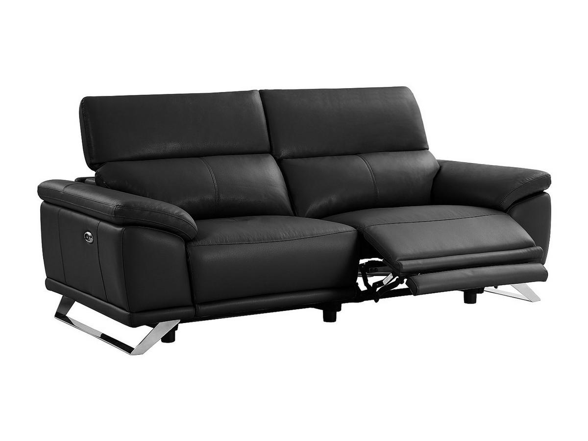 RELAXSOFA - 3 Personen - leder - schwarz Azidee - Schwarz, Leder (220/76/107cm) - Vente-Unique