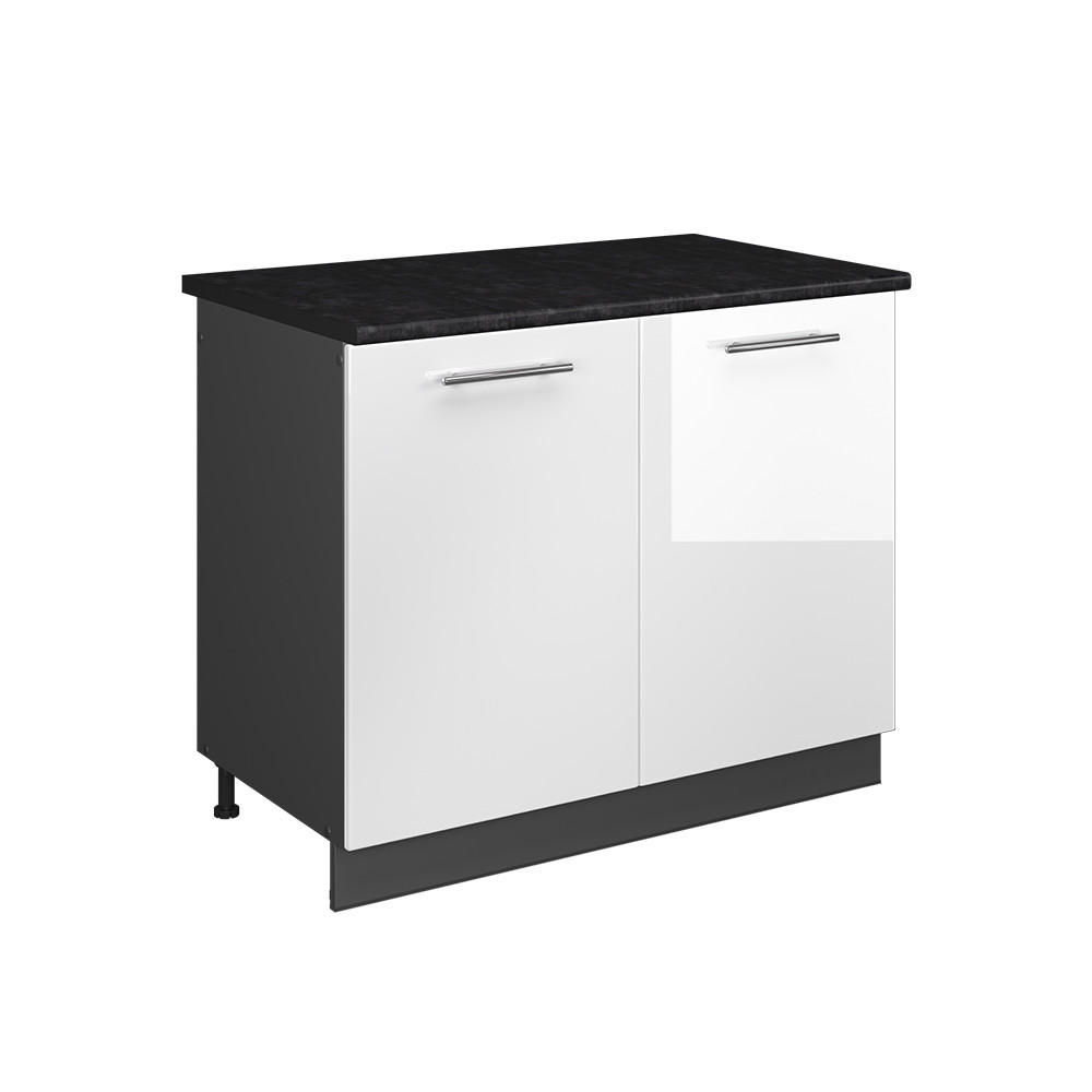 DISKBÄNKSSKÅP Fame-Line, Vit högblank/antracit, 100 cm, AP Antracit Vit högglans, Antracit 82/100/60 cm