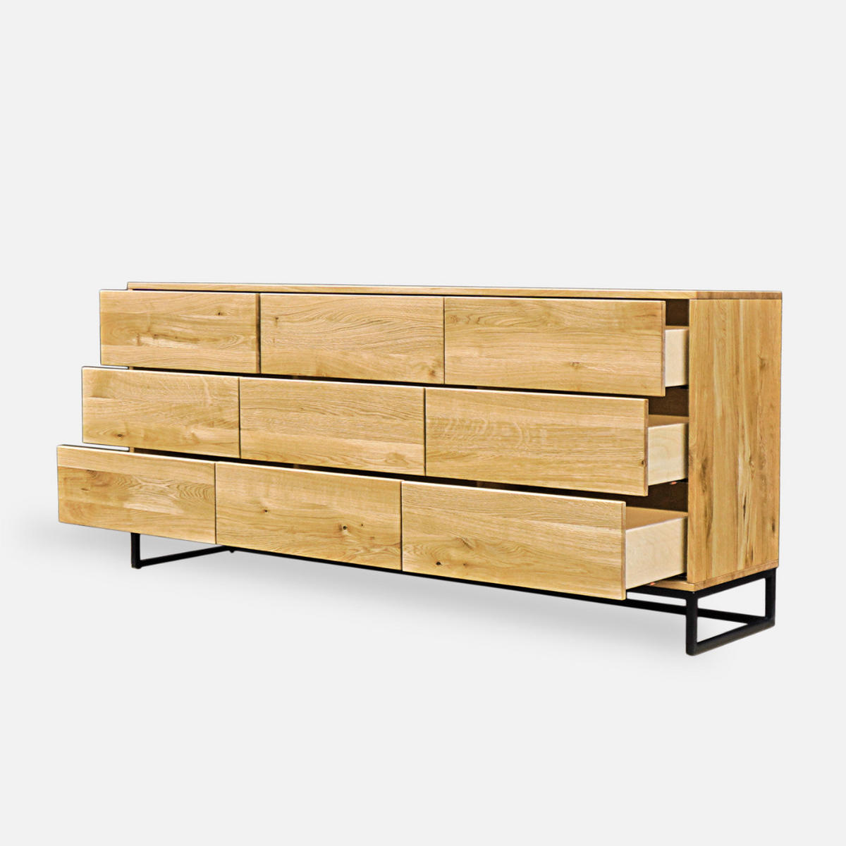 EICHENKOMMODE mit Schubladen auf metallischem Gestell MERIS III - Eichefarben, Holz (180/85/45cm) - Rawood Furniture