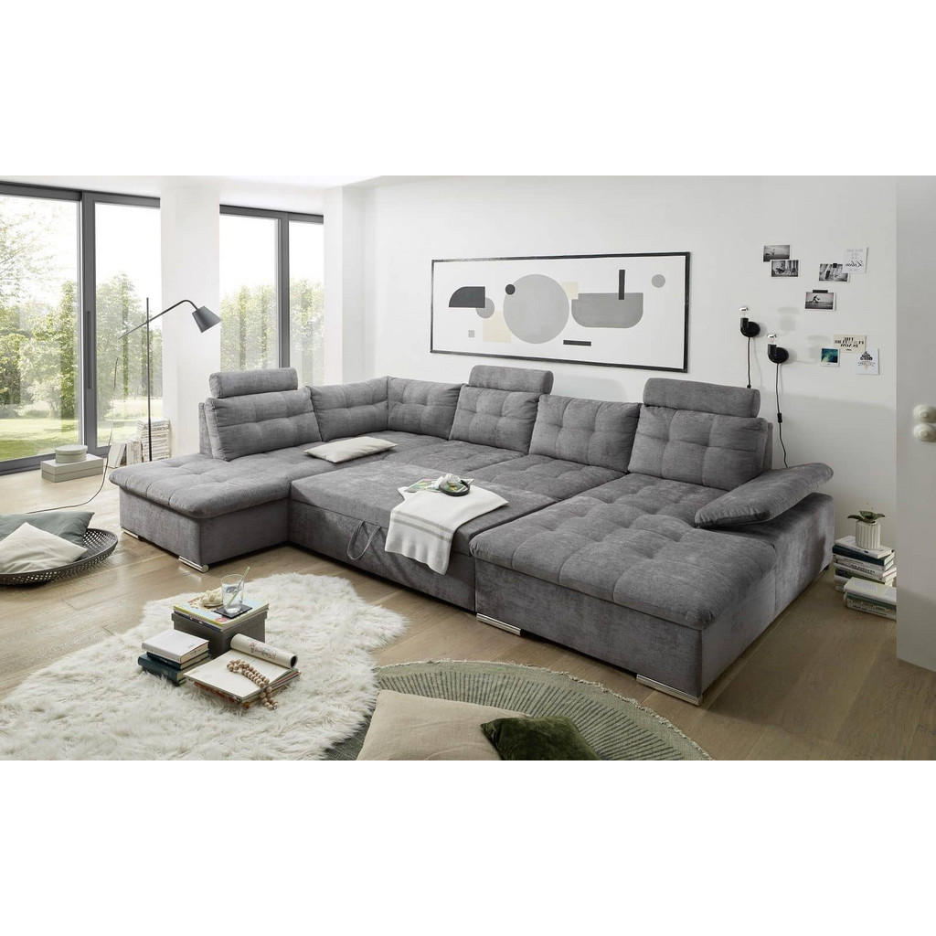 Thumbnail - ed exciting design Wohnlandschaft, Dunkelgrau, Textil, Uni, U-Form,L-Form, 324x107x218 cm, Wohnzimmer, Sofas & Couches, ...