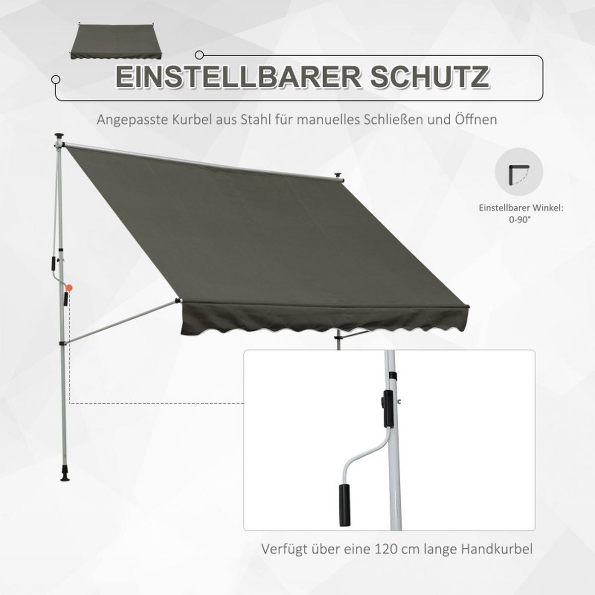 MARKISE freistehend 300x150 cm grau - Grau, Textil (300/280/150cm) - LEBENLANG