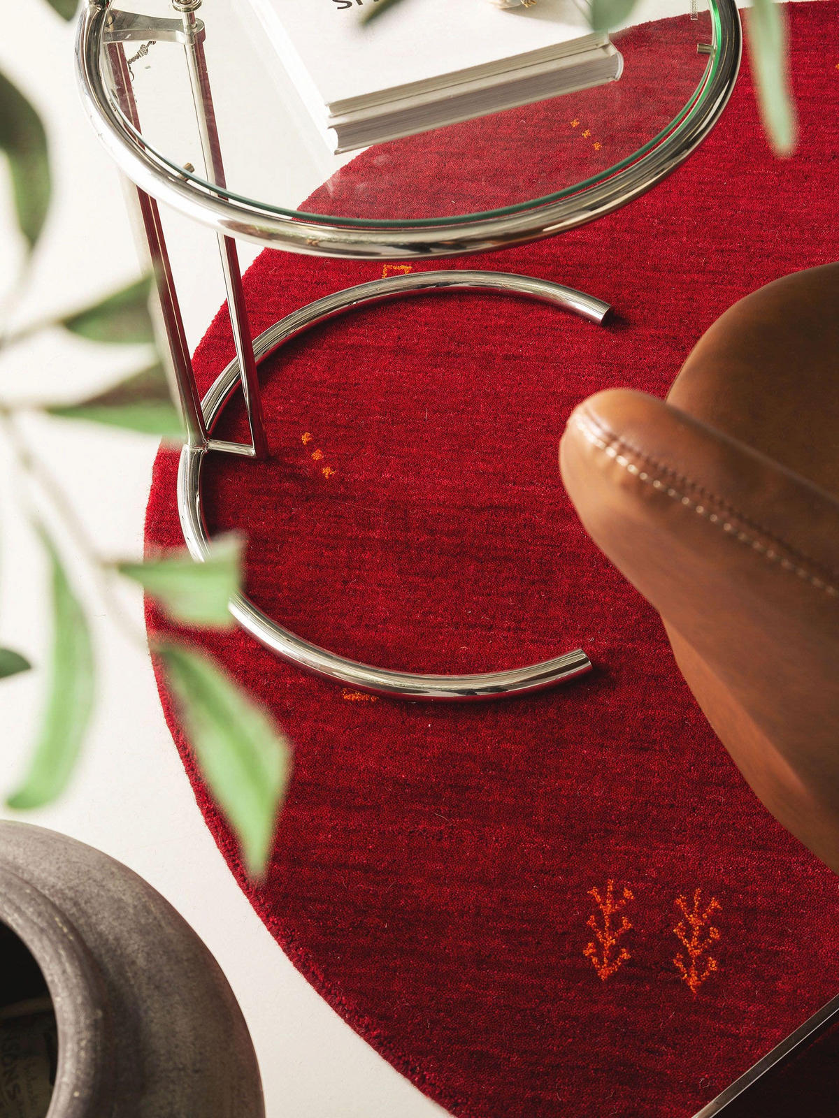 WOLLTEPPICH rund Jamal Rot ø 160 cm rund - Rot, Textil (160/160cm) - benuta Nest