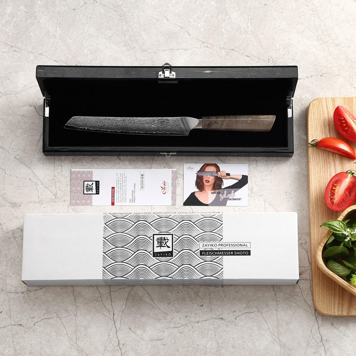 FLEISCHMESSER 20 cm - Ahornfarben, Holz/Metall (34cm) - Zayiko