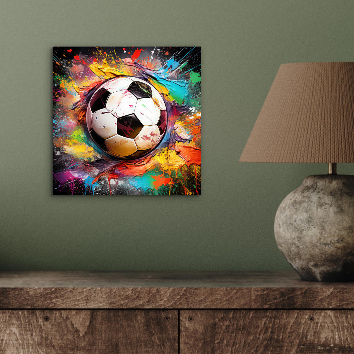 KOVOVÝ OBRAZ Futbal - Farba - Farby - Čierna - Biela 20x20 cm - biela, kov (20/20cm) - MuchoWow