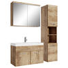 BADMÖBEL-SET Paso LED 4 Teile Kastanien Eiche - 80 x 35 x 55 cm - Kastanienfarben/Eichefarben, Holz (80/55/40cm) - Badplaats