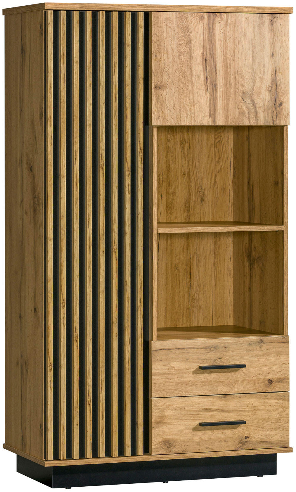 HIGHBOARD Lamia Wotan Eiche / schwarz 90 / 40 / 159cm - Multicolor/Schwarz, Holz/Holzwerkstoff (90/159/40cm) - Feldmann-Wohnen
