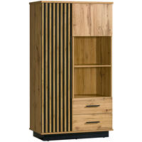 HIGHBOARD Lamia Wotan Eiche / schwarz 90 / 40 / 159cm - Schwarz/Braun, Holz/Holzwerkstoff (90/159/40cm) - Feldmann-Wohnen