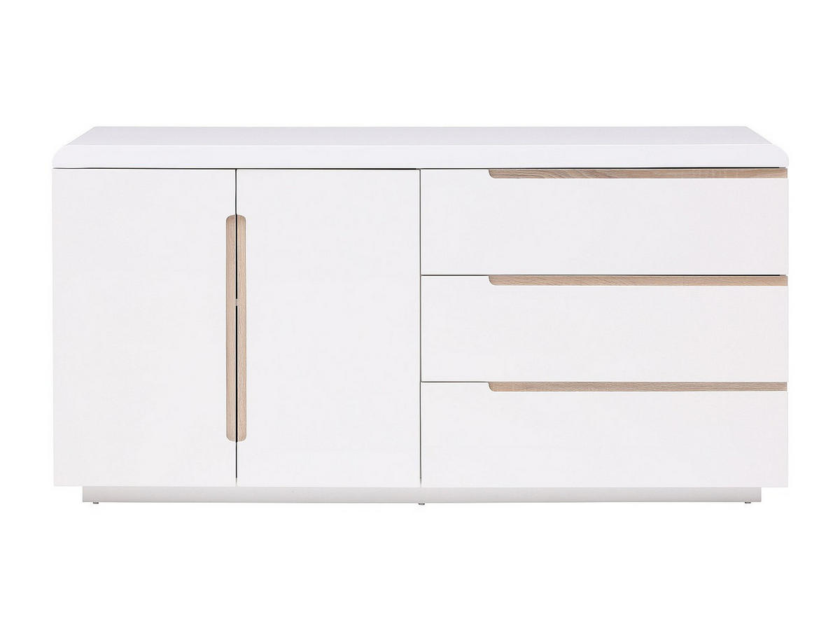 SIDEBOARD mit 2 Türen & 3 Schubladen - Weiß & Holzfarben - NURINI - Weiß, Holz (160/80/39.6cm) - Vente-Unique