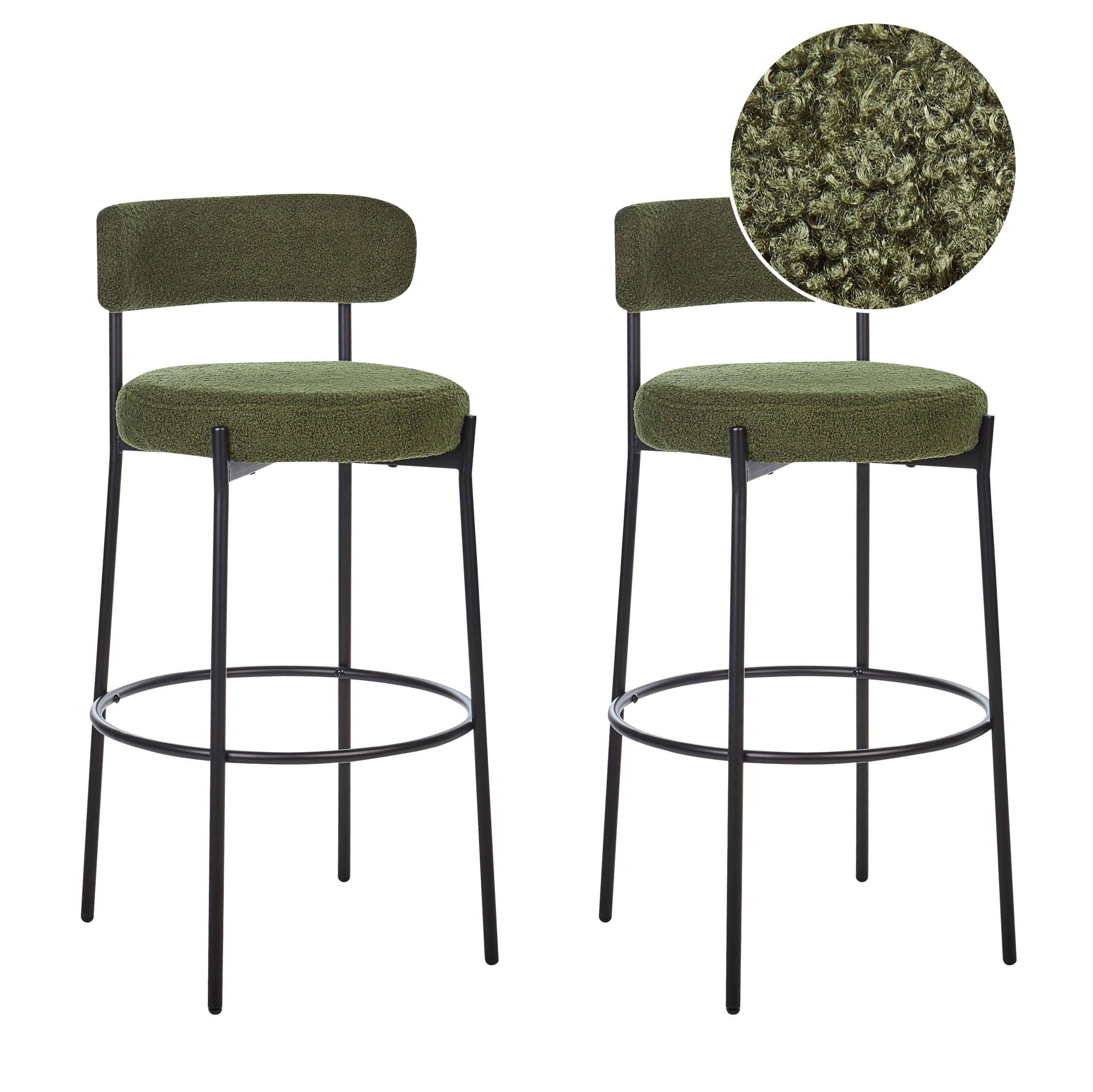 BARSTÜHLEN 2er-Set Grün Allison - Schwarz/Grün, Textil (50/97/50cm) - Beliani