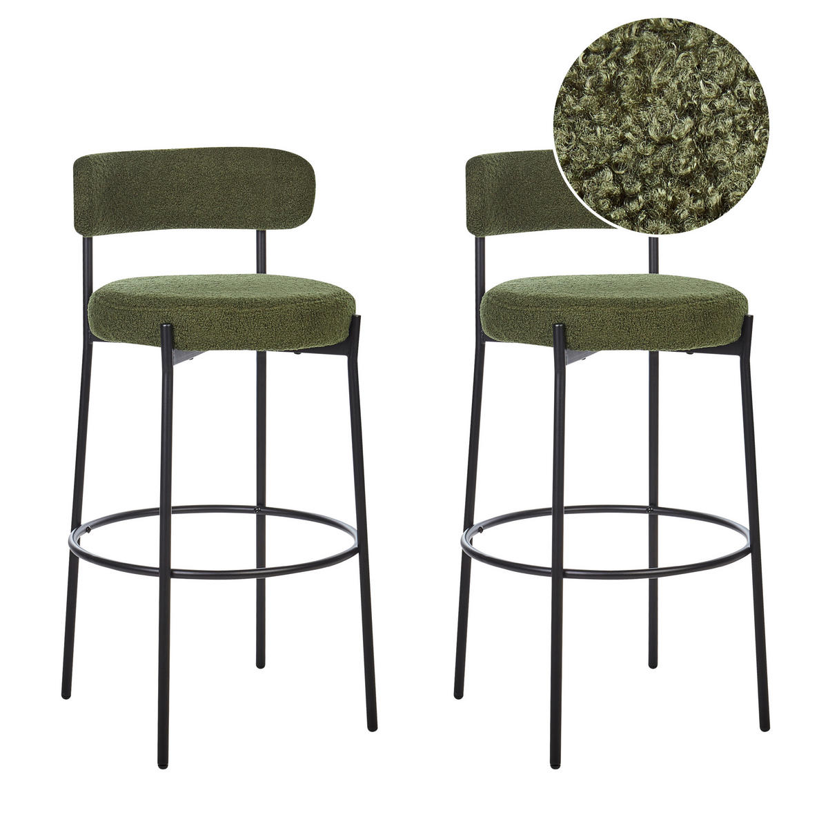 BARSTÜHLEN 2er-Set Grün Allison - Schwarz/Grün, Textil (50/97/50cm) - Beliani