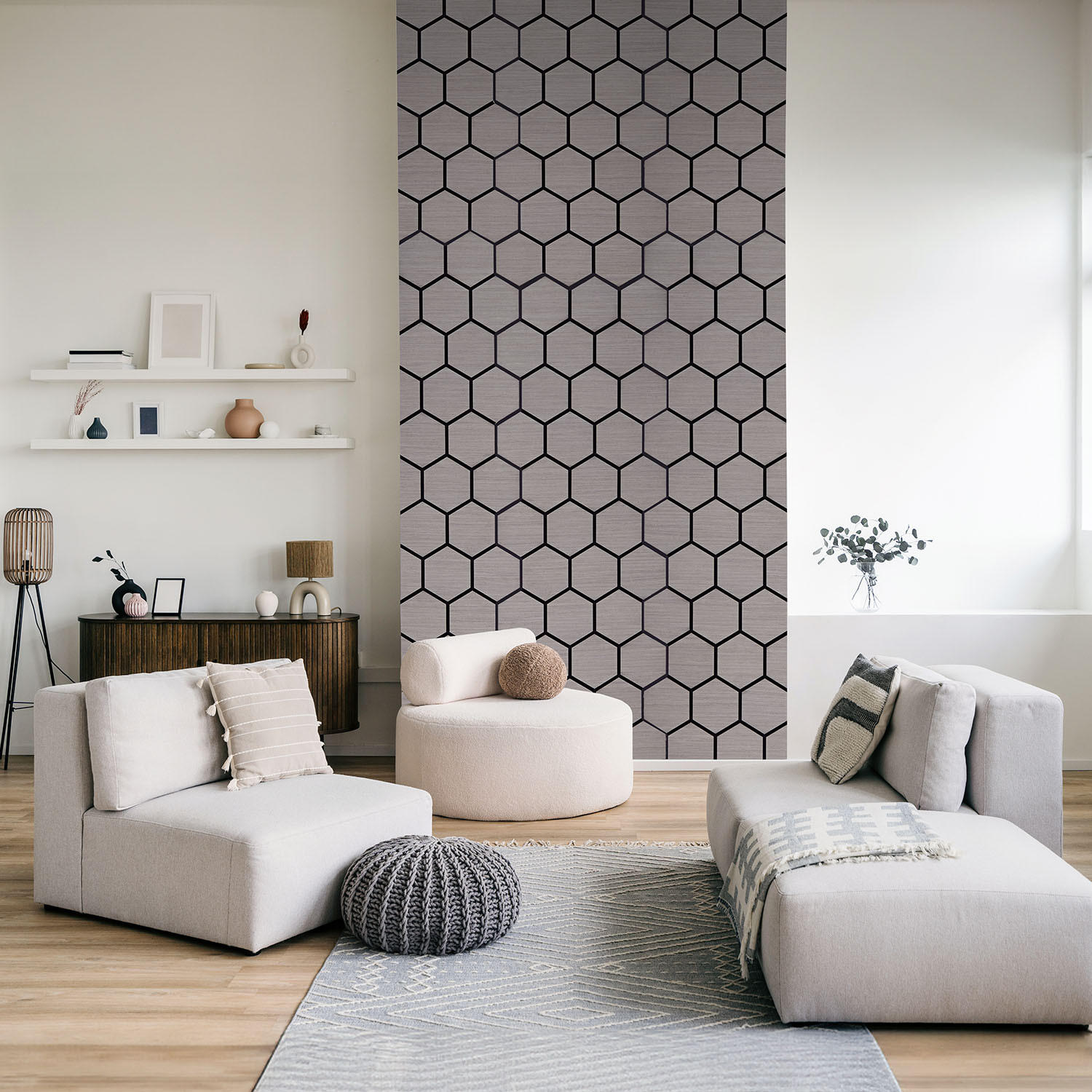 AKUSTIKPANEEL Hexagon Grau 8 Stück - Grau, Holz (62/76/2cm) - Homestyle4u