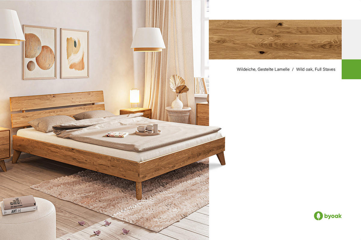 GREG 2 BETT Wildeiche - Wildeiche, Holz (200/190cm) - byoak