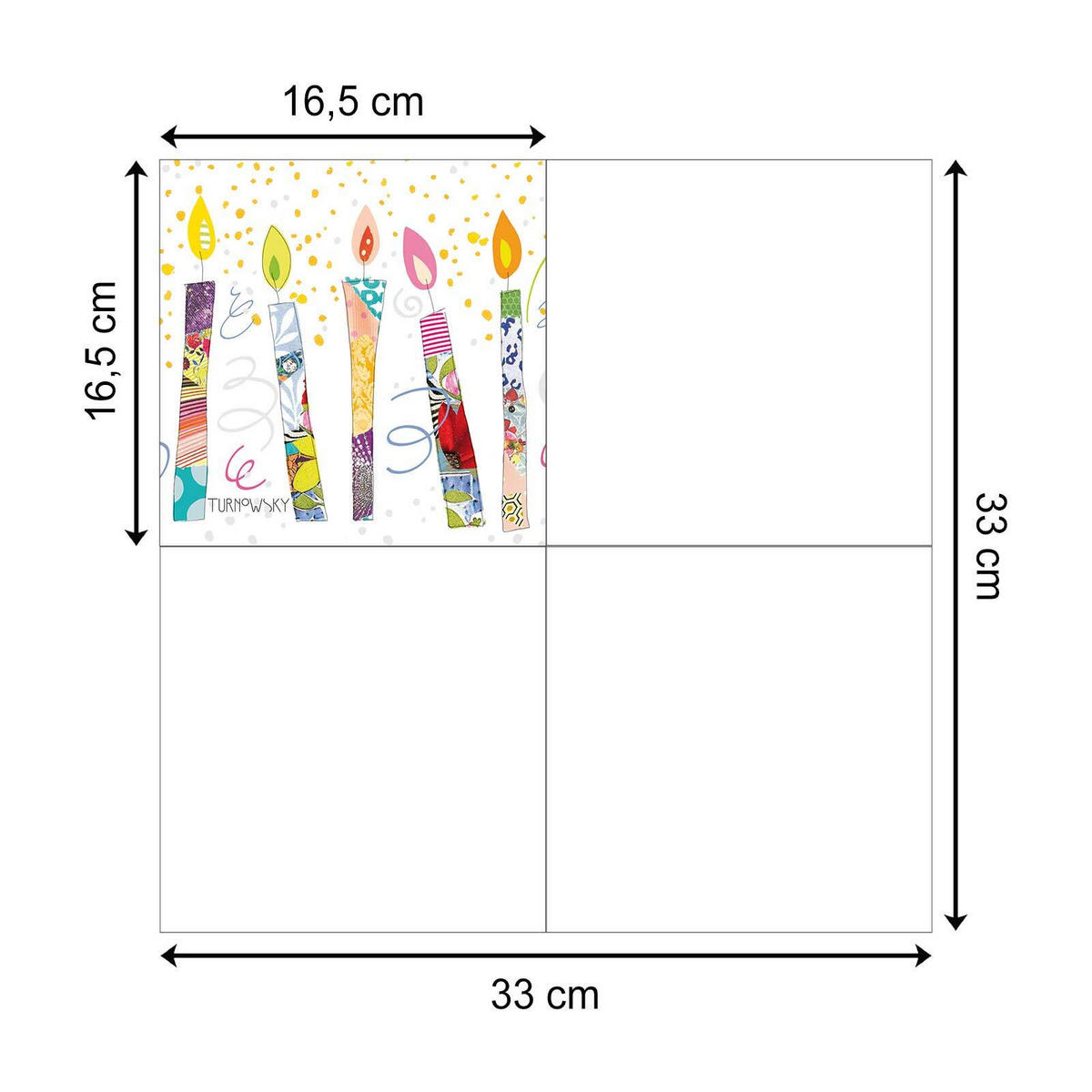 PAPIER SERVIETTEN Birthday Candles 33 x 33 cm 100er Set - Multicolor, Papier (33/33cm) - PPD