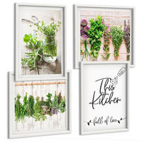 BILDER SET 4er Set - 50x50 cm & 40x60 cm Weißer Rahmen - Küchenthema: Getrocknete Kräuter - Weiß, Kunststoff (50/50cm) - TULUP