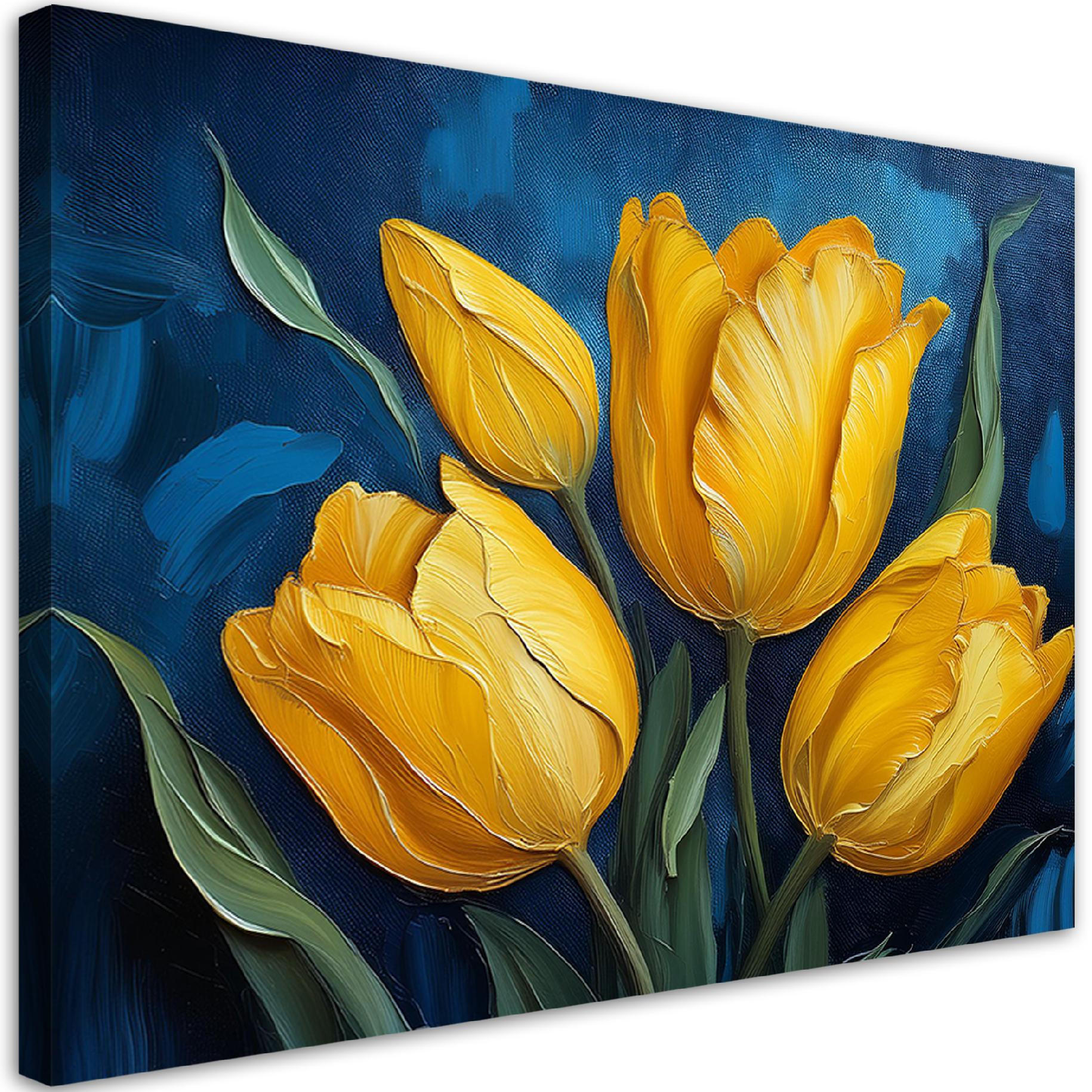 WANDBILD blume natur tulpe - Gelb, Textil (60/40cm) - Feeby