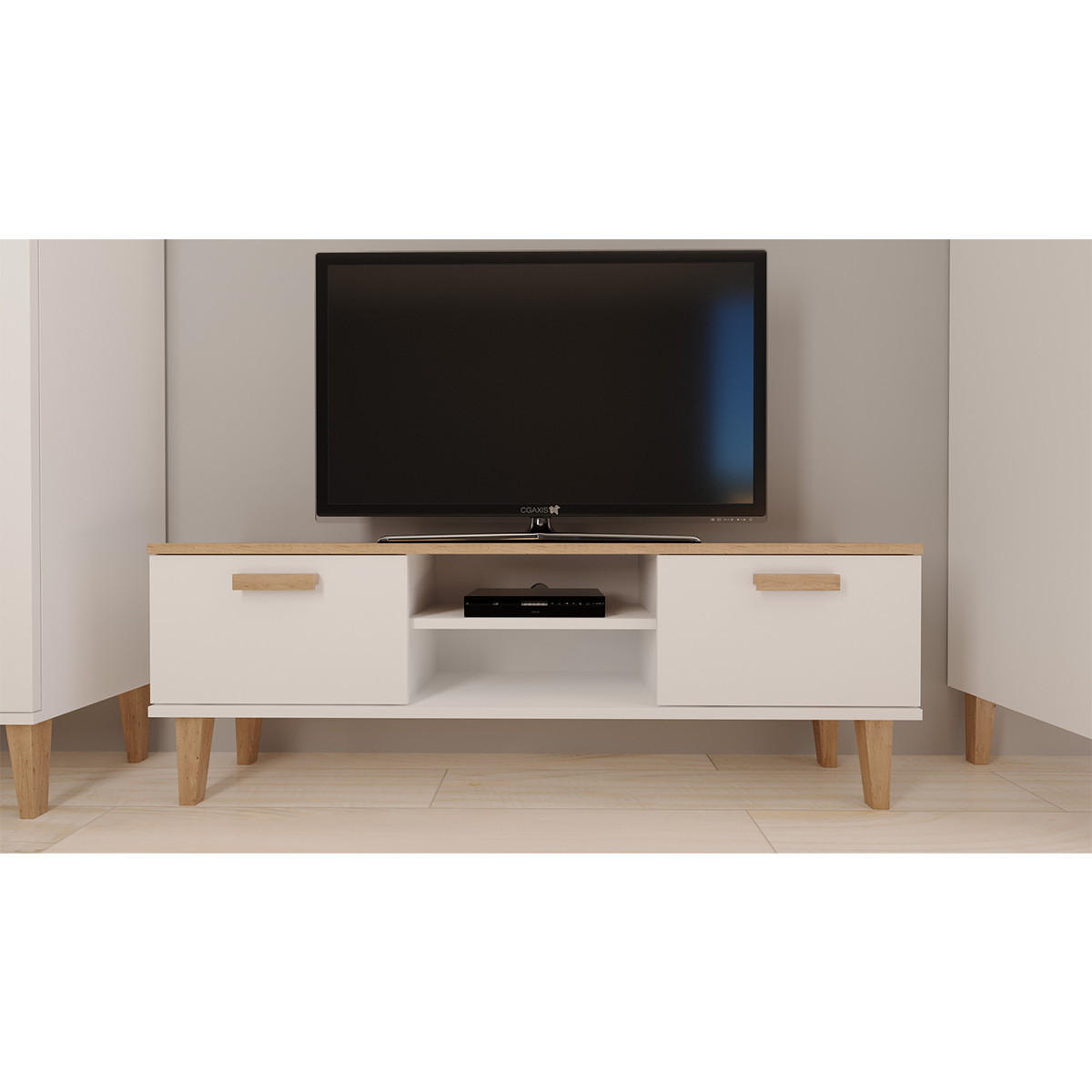 TV STOLÍK Denver Biela - biela, kompozitné drevo (35/47/120cm) - Petits-meubles