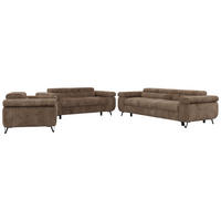 SEDACÍ SOUPRAVA PETER 1+2+3 - Hnědá Manšestr - černá/hnědá, kov/textil (262/76/99cm) - MKS