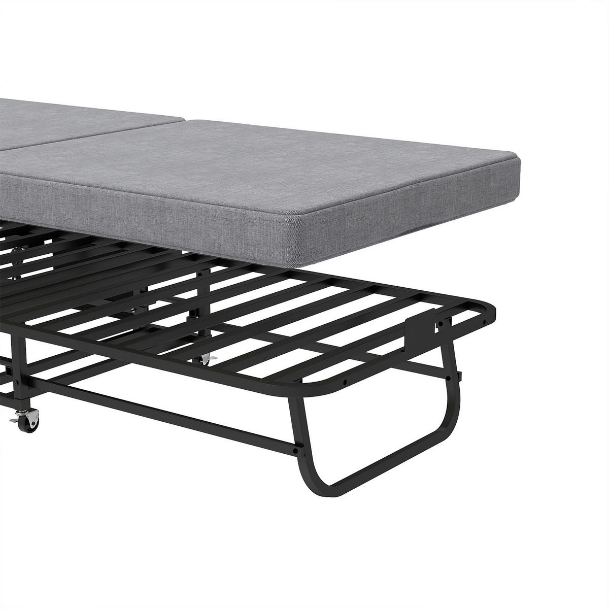 KLAPPBETT 80/190 cm mit Kopfteil und USB-Ladeanschluss, DE-41874, in Schwarz - Grau, Metall (80/190cm) - ComfortXL