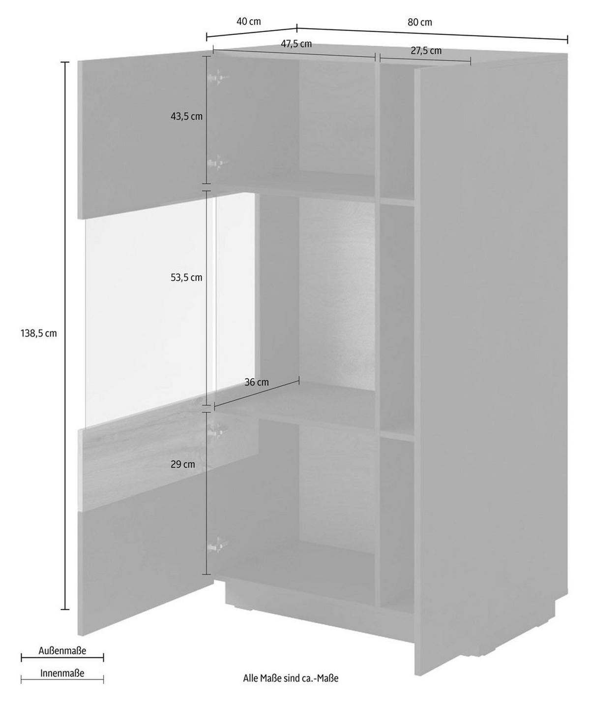 VITRINE Saale anthrazit Matera / Eiche Wotan 80 / 40 / 138,5cm - Eichefarben/Anthrazit, Holz/Holzwerkstoff (80/138.5/40cm) - Feldmann-Wohnen
