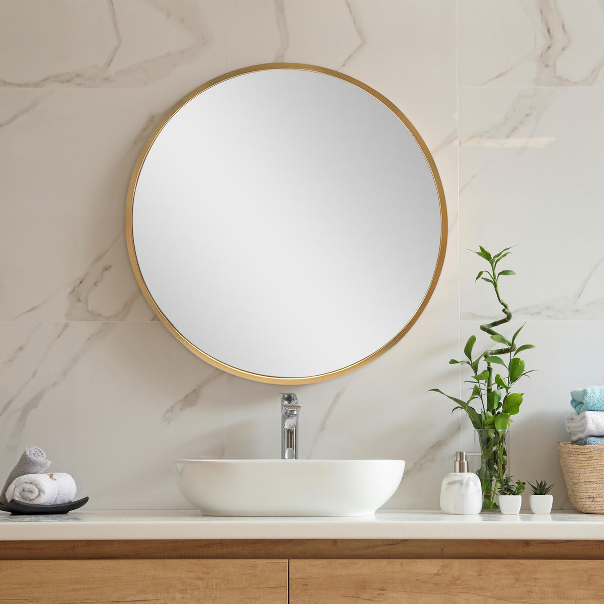 WANDSPIEGEL Modugno - Goldfarben, Glas/Metall (50/2.8/50cm) - [en.casa]