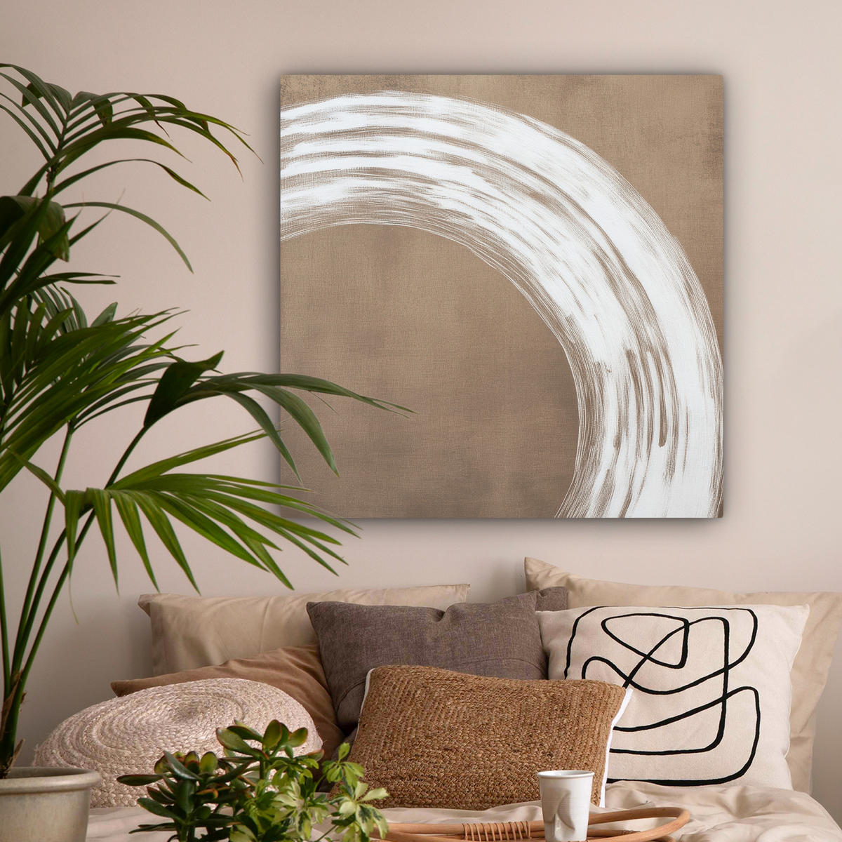 LEINWANDBILD Farbe - Braun - Japandi 90x90 cm - Kupferfarben, Textil (90/90cm) - MuchoWow