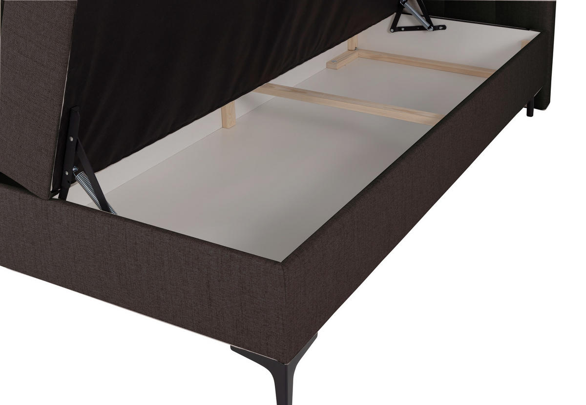BOXSPRINGBETT SERANO mit Topper und Bettkasten, Dunkelbraun, 200x200 cm - Dunkelbraun, Textil (200/200cm) - KS Home Concept